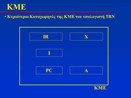 ΚMΕΚMΕ Κυριότεροι Καταχωρητές της ΚΜΕ του υπολογιστή TRN KME APC I IRX.