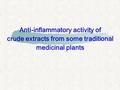 Anti-inflammatory activity of crude extracts from some traditional medicinal plants.