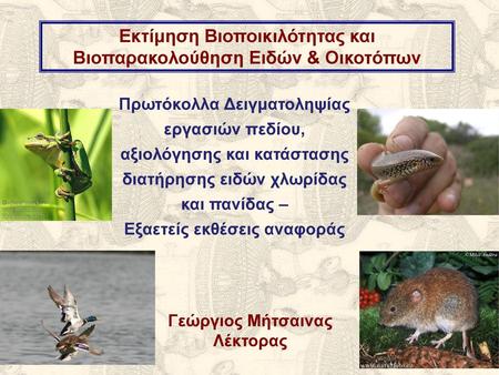 Εκτίμηση Βιοποικιλότητας και Βιοπαρακολούθηση Ειδών & Οικοτόπων