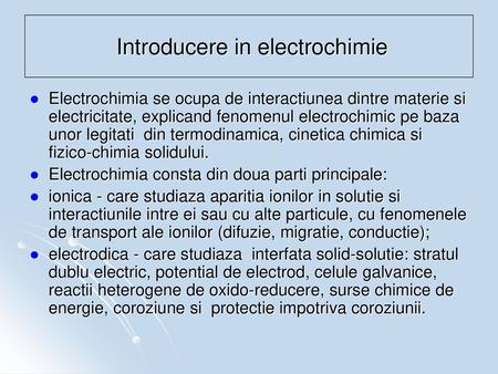 Introducere in electrochimie
