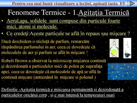 Fenomene Termice - 1.Agitaţia Termică