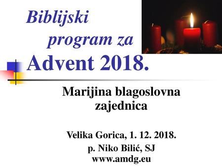 Biblijski program za Advent 2018.