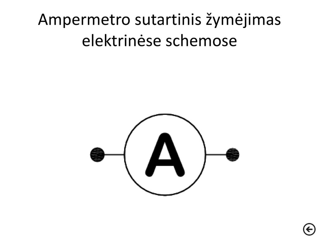 Ampermetro sutartinis žymėjimas elektrinėse schemose