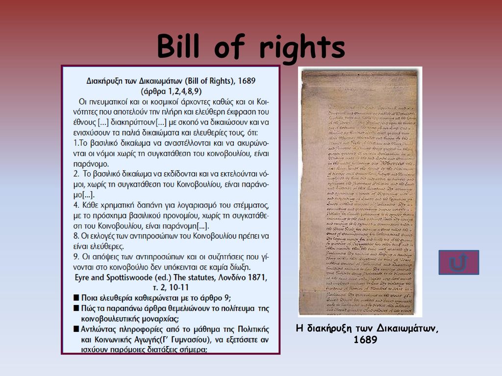 Βill of rights Η διακήρυξη των Δικαιωμάτων, 1689
