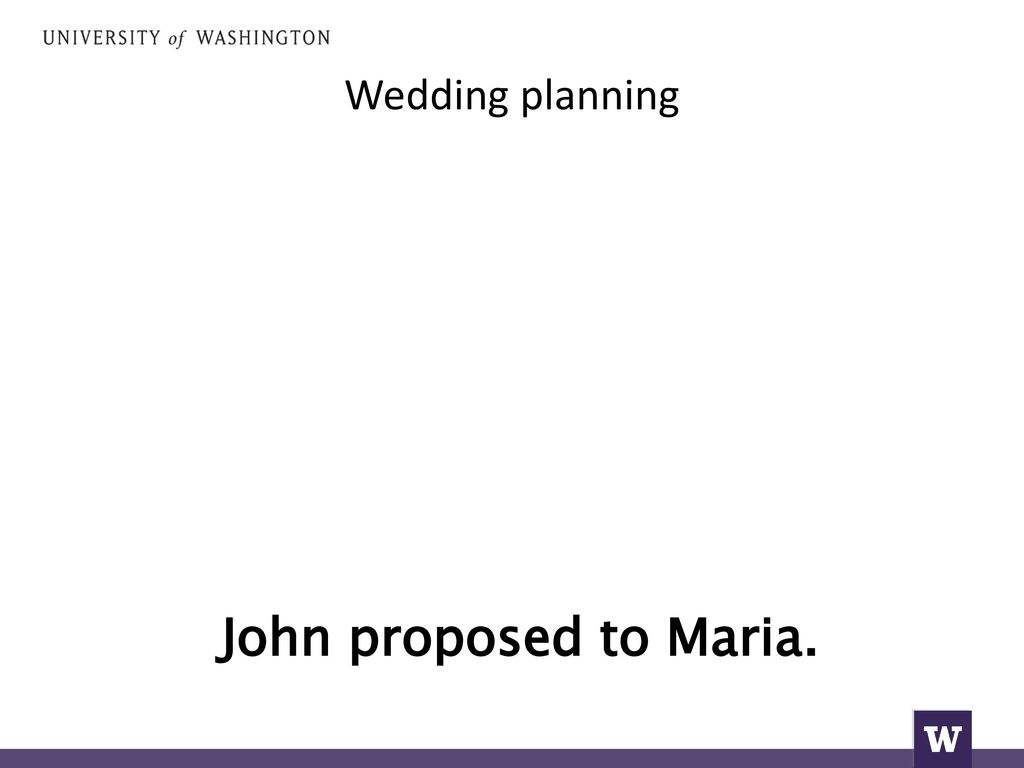 Wedding planning John proposed to Maria.