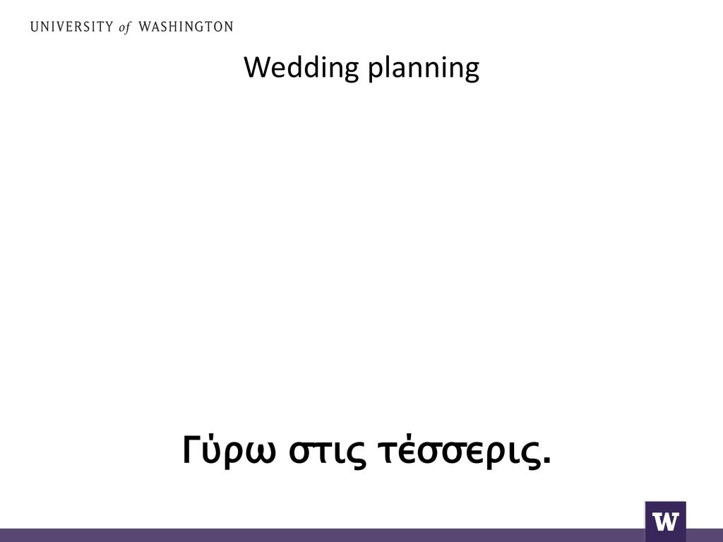 Wedding planning Γύρω στις τέσσερις.