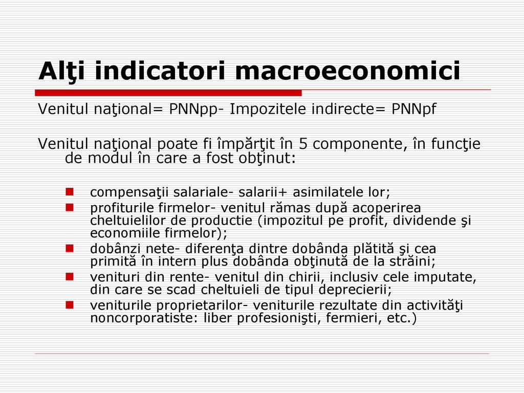 Alţi indicatori macroeconomici