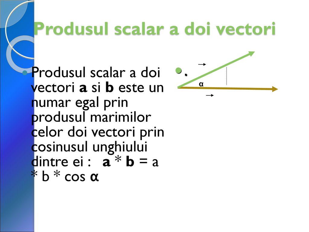 Produsul scalar a doi vectori