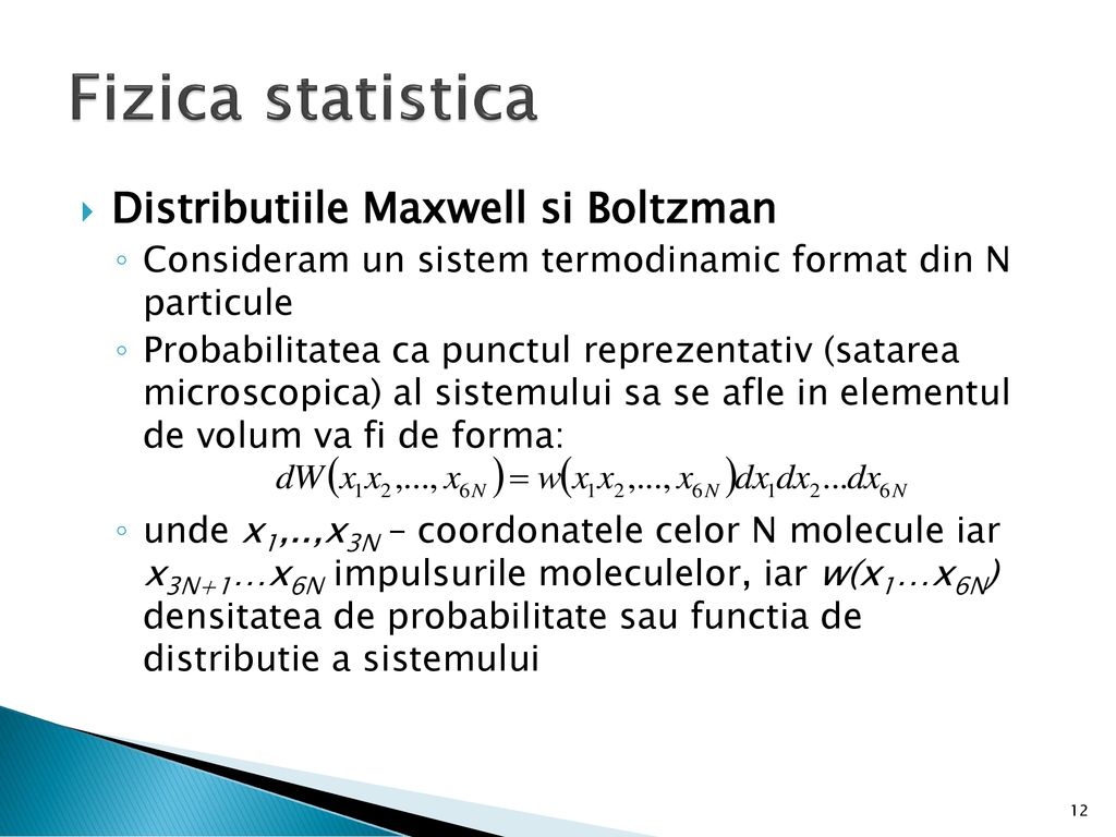 Fizica statistica Distributiile Maxwell si Boltzman