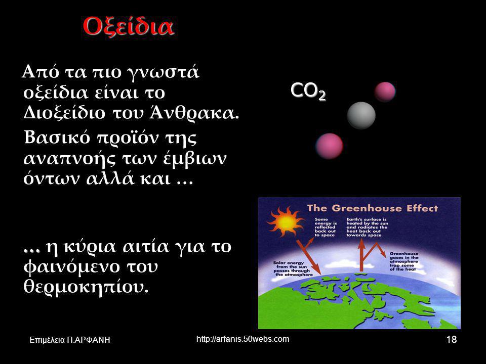 Οξείδια CO2 Βασικό προϊόν της αναπνοής των έμβιων όντων αλλά και …