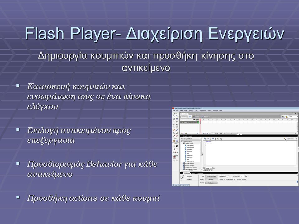 Flash Player- Διαχείριση Ενεργειών