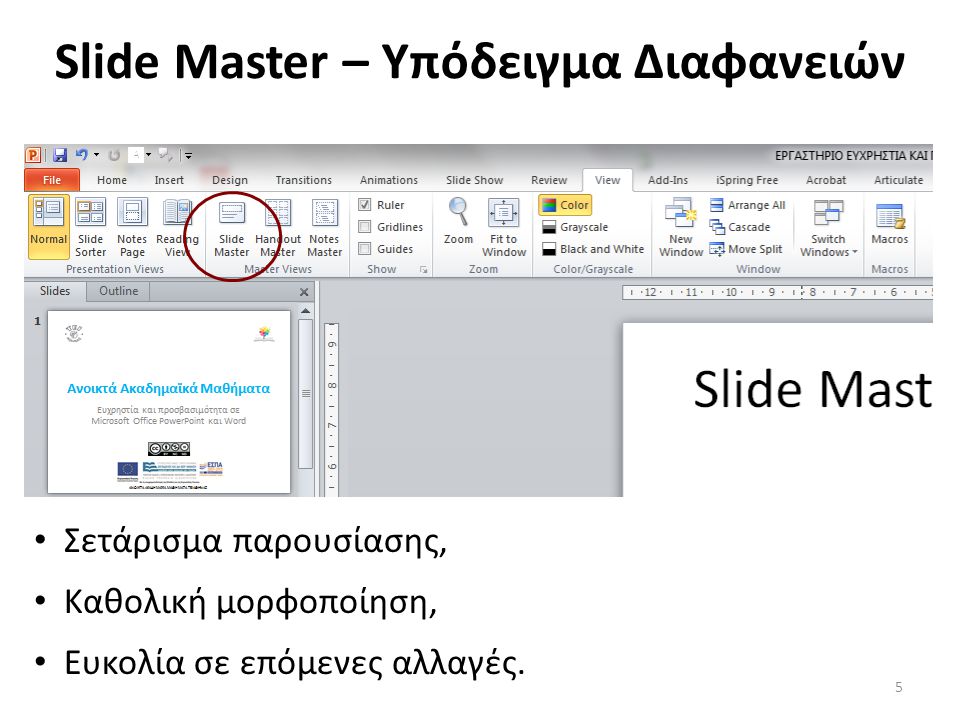 Slide Master – Υπόδειγμα Διαφανειών