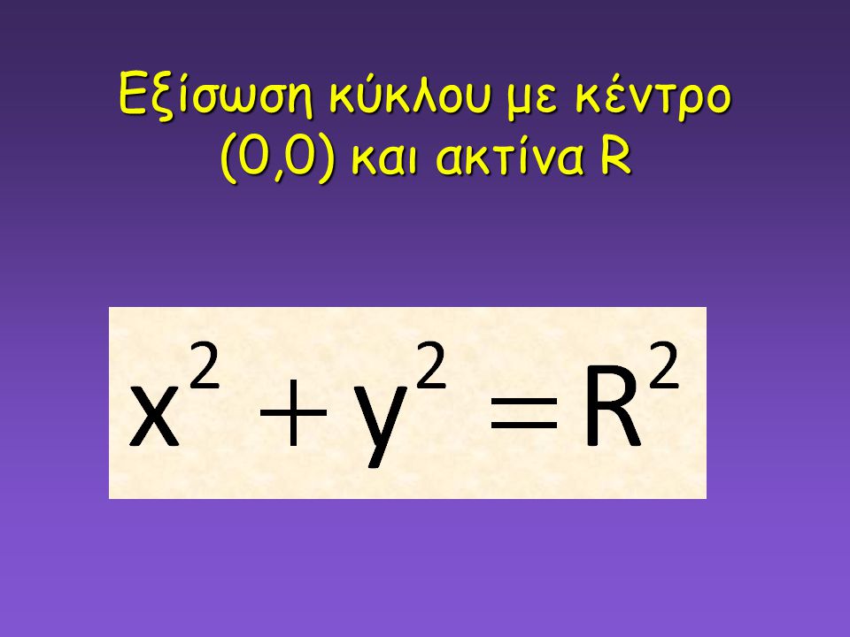 Εξίσωση κύκλου με κέντρο (0,0) και ακτίνα R
