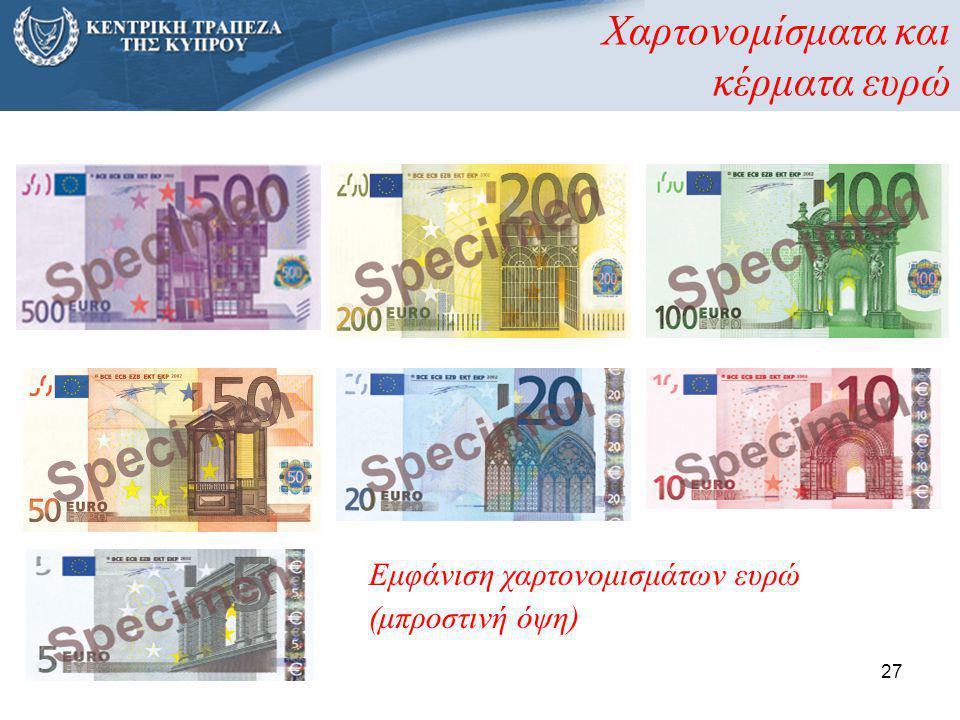 Χαρτονομίσματα και κέρματα ευρώ