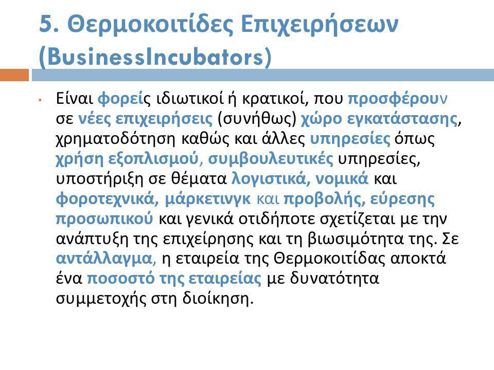 5. Θερμοκοιτίδες Επιχειρήσεων (BusinessIncubators)