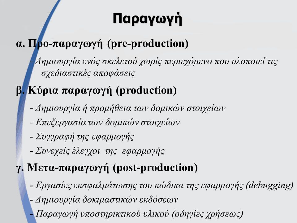 α. Προ-παραγωγή (pre-production)