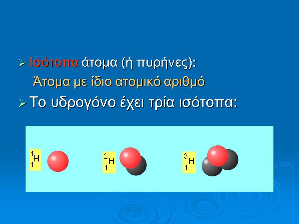 Το υδρογόνο έχει τρία ισότοπα: