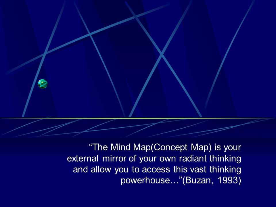 The Mind Map(Concept Map) is your external mirror of your own radiant thinking and allow you to access this vast thinking powerhouse… (Buzan, 1993)
