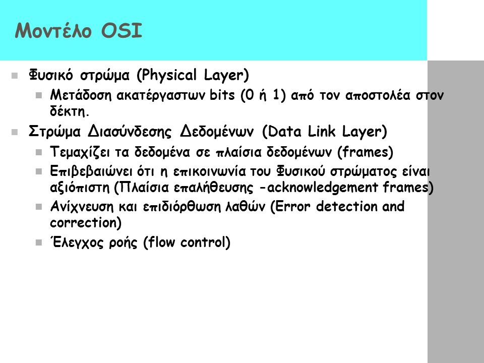 Μοντέλο OSI Φυσικό στρώμα (Physical Layer)
