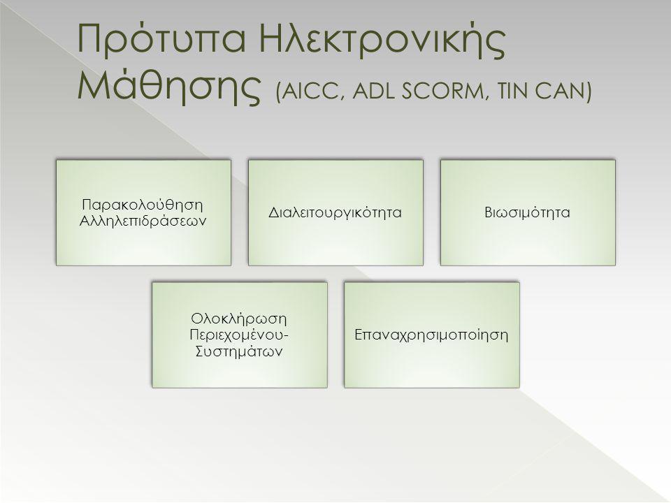 Πρότυπα Ηλεκτρονικής Μάθησης (AICC, ADL SCORM, TIN CAN)
