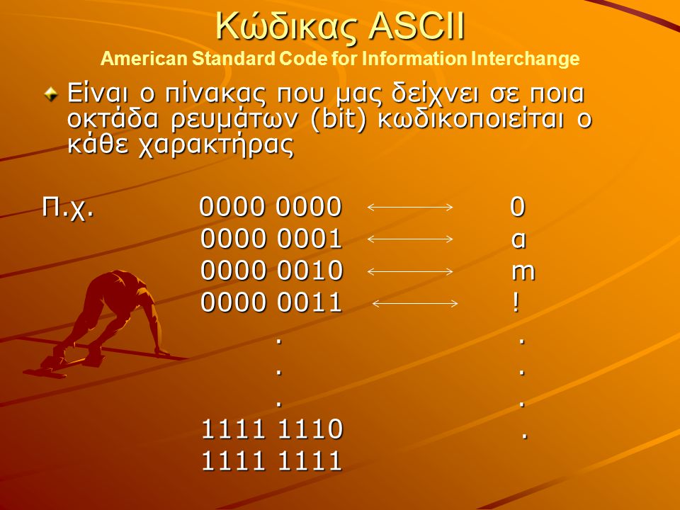 Κώδικας ASCII American Standard Code for Information Interchange
