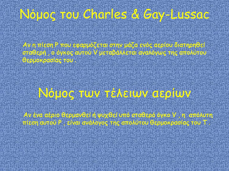 Νόμος του Charles & Gay-Lussac