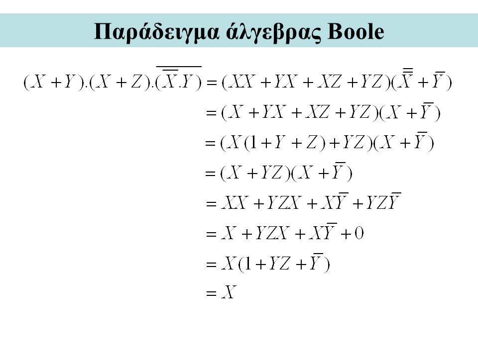 Παράδειγμα άλγεβρας Boole