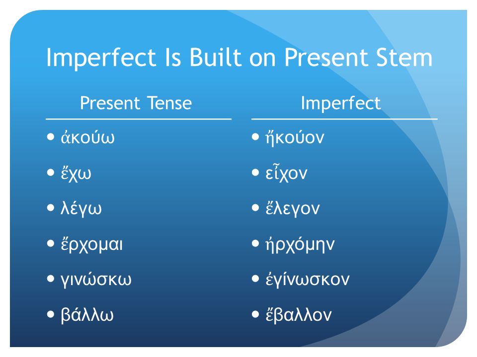 Imperfect Is Built on Present Stem