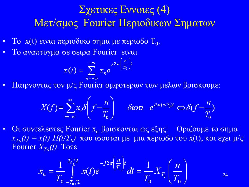 Σχετικες Εννοιες (4) Μετ/σμος Fourier Περιοδικων Σηματων