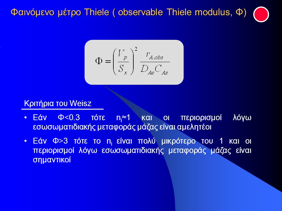 Φαινόμενο μέτρο Thiele ( observable Thiele modulus, Φ)