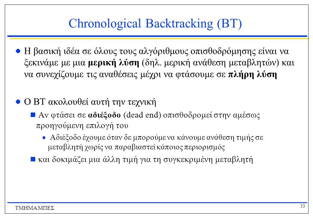 Chronological Backtracking (ΒΤ)