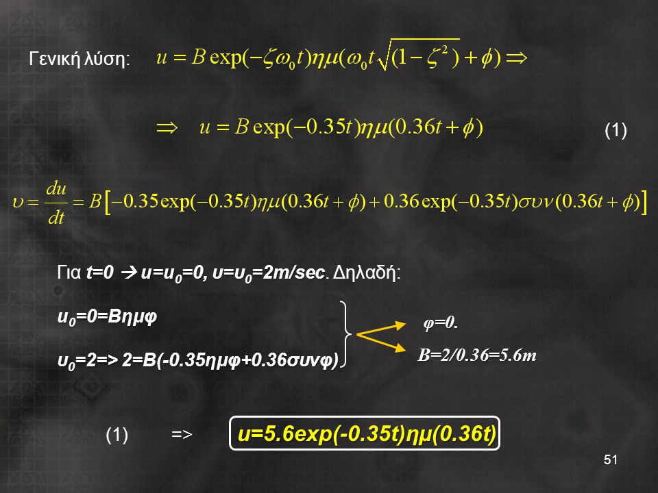 Για t=0  u=u0=0, υ=υ0=2m/sec. Δηλαδή: u0=0=Βημφ