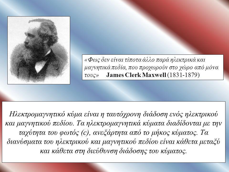 «Φως δεν είναι τίποτα άλλο παρά ηλεκτρικά και μαγνητικά πεδία, που προχωρούν στο χώρο από μόνα τους» James Clerk Maxwell ( )