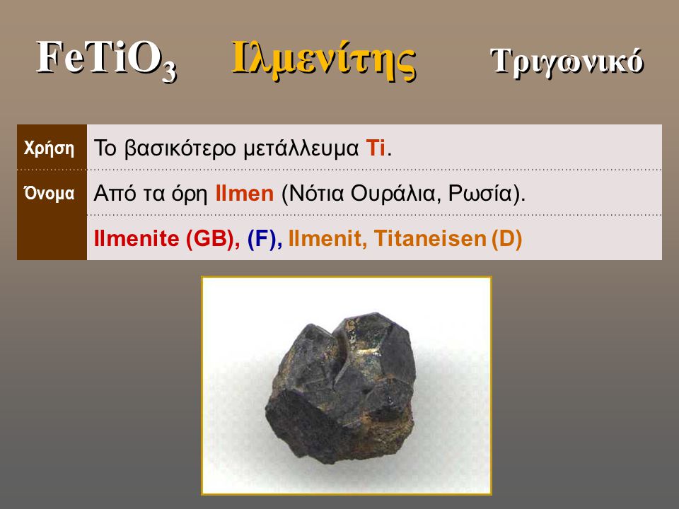 FeTiO3 Ιλμενίτης Τριγωνικό