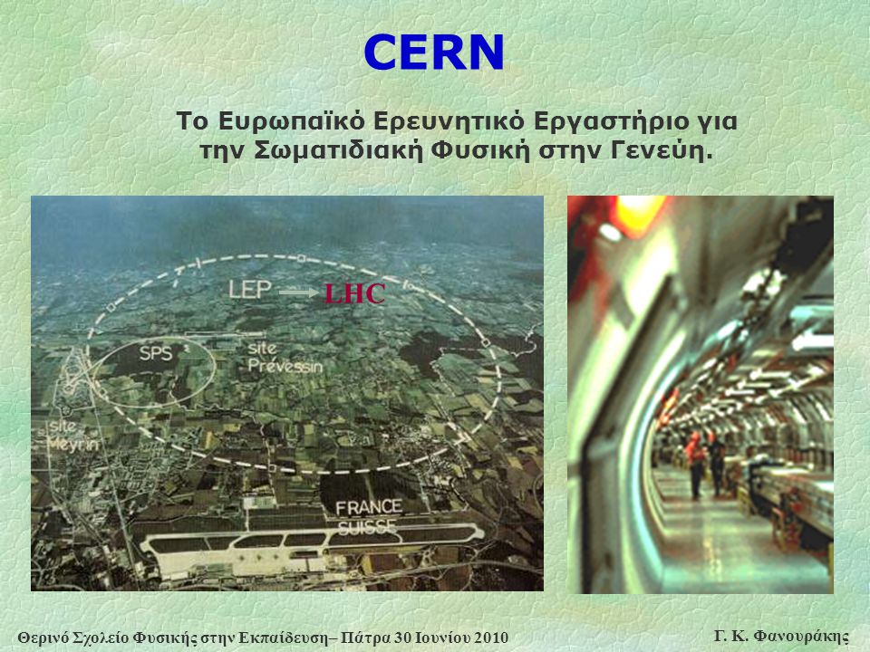 CERN Το Ευρωπαϊκό Ερευνητικό Εργαστήριο για την Σωματιδιακή Φυσική στην Γενεύη. LHC