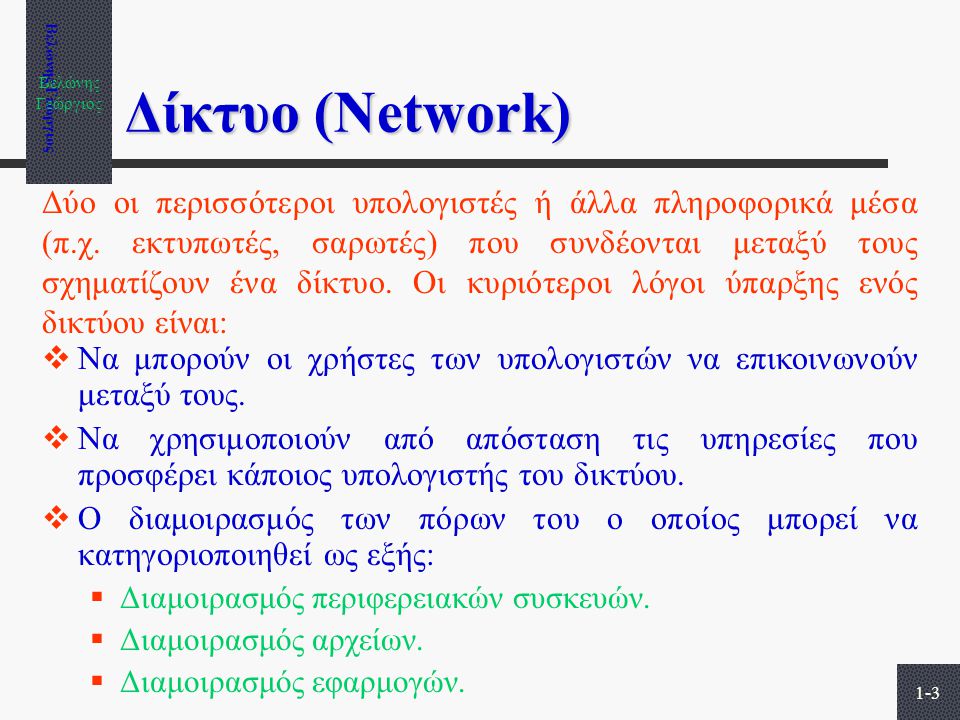 Βελώνης Γεώργιος Δίκτυο (Network)