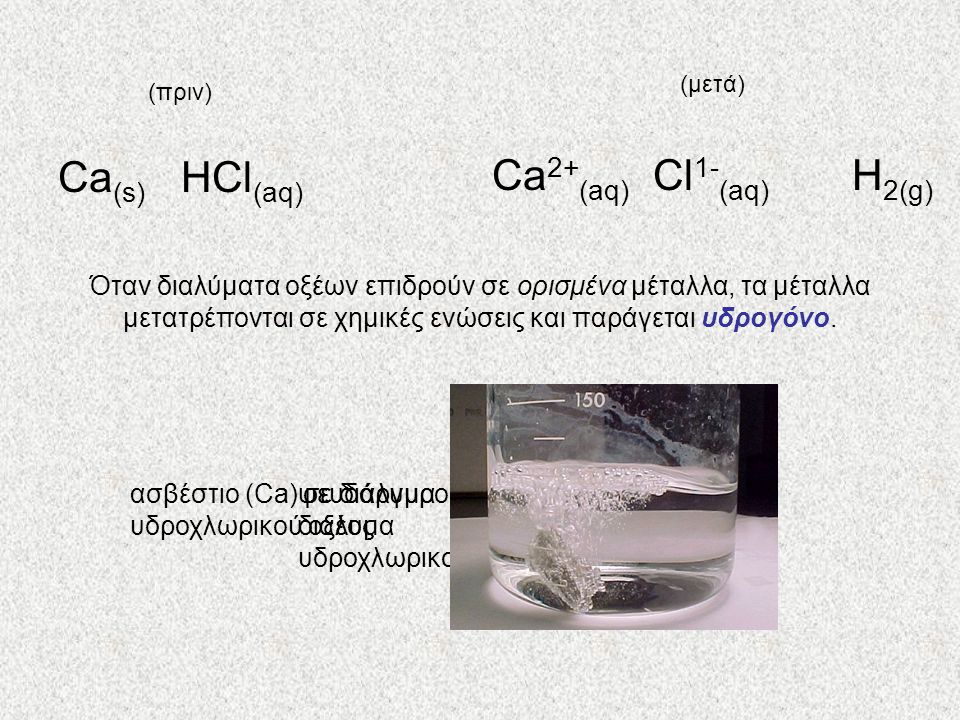Ca2+(aq) Cl1-(aq) H2(g) Ca(s) HCl(aq)