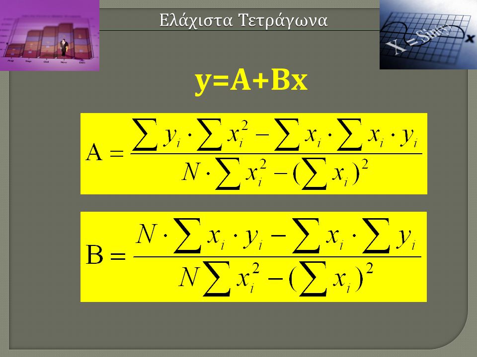 Ελάχιστα Τετράγωνα y=A+Bx