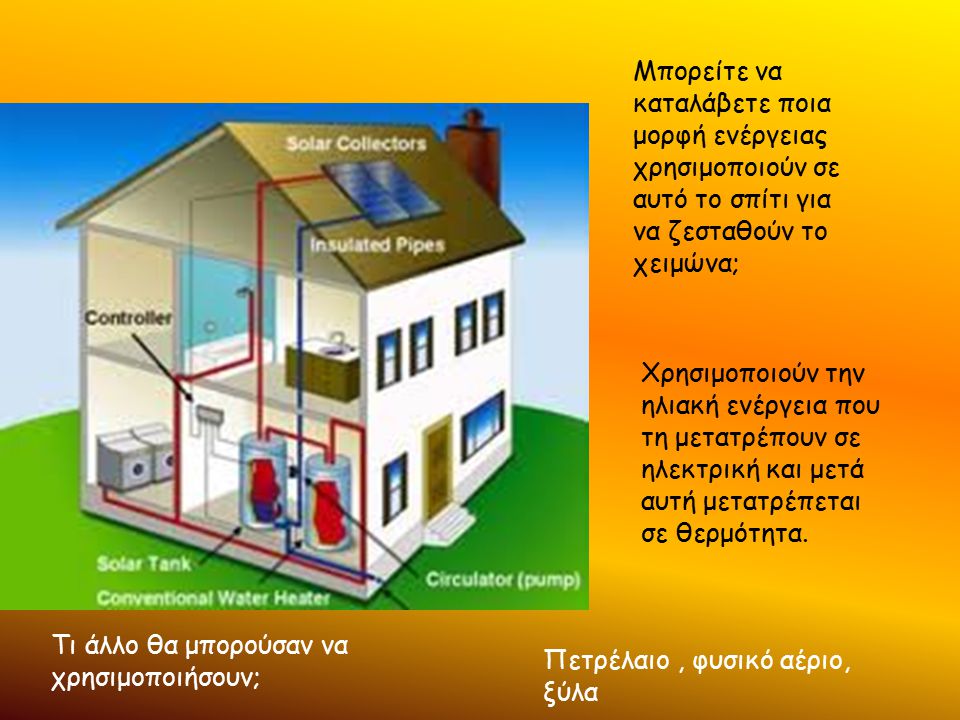 Μπορείτε να καταλάβετε ποια μορφή ενέργειας χρησιμοποιούν σε αυτό το σπίτι για να ζεσταθούν το χειμώνα;