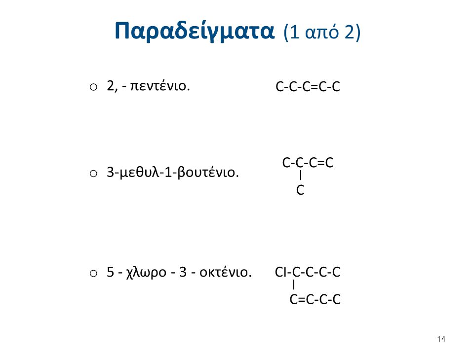 Παραδείγματα (2 από 2) 4 - μέθυλο πεντένιο C-C-C=C-C C
