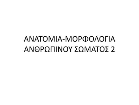 ΑΝΑΤΟΜΙΑ-ΜΟΡΦΟΛΟΓΙΑ ΑΝΘΡΩΠΙΝΟΥ ΣΩΜΑΤΟΣ 2