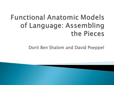 Functional Anatomic Models of Language: Assembling the Pieces