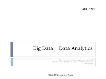 Big Data + Data Analytics