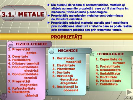 METALE 3.1. PROPRIETĂŢI FIZICO-CHIMICE MECANICE TEHNOLOGICE