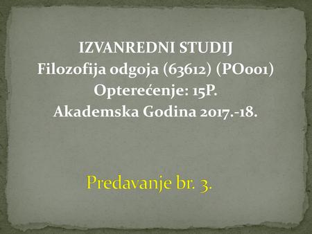 Filozofija odgoja (63612) (PO001)