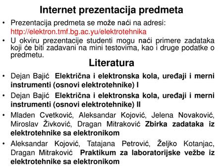 Internet prezentacija predmeta