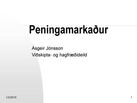 Ásgeir Jónsson Viðskipta- og hagfræðideild