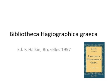 Bibliotheca Hagiographica graeca