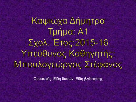 Οροσειρές, Είδη δασών, Είδη βλάστησης