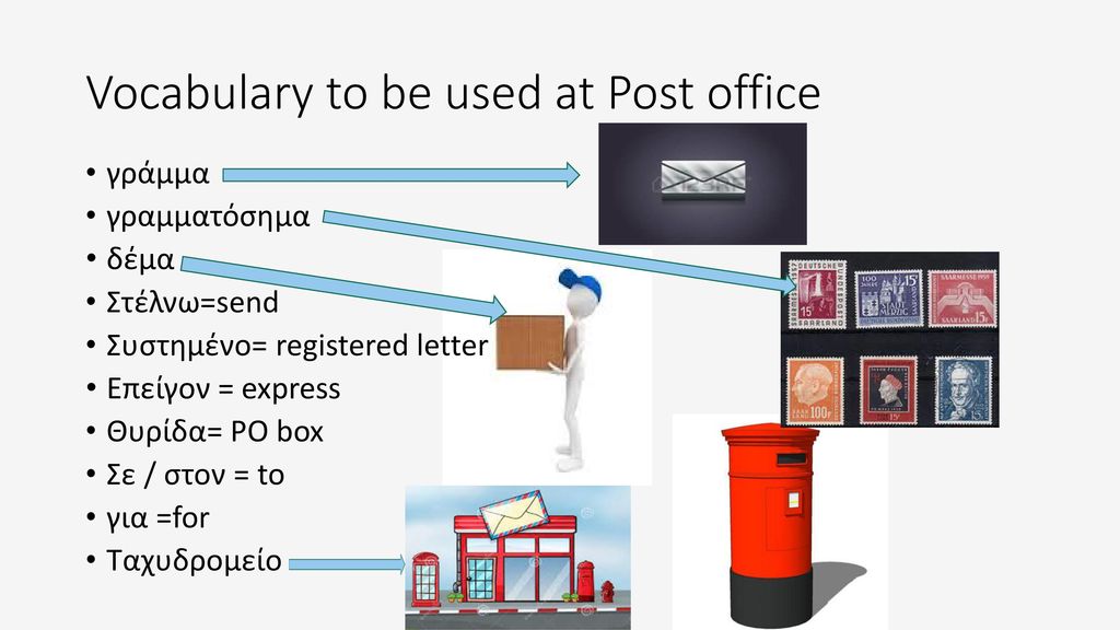 Vocabulary to be used at Post office